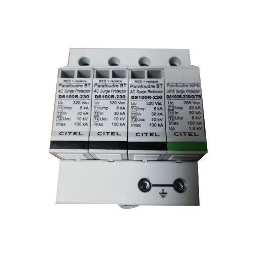 Picture of DS104RS-230/G/TR 100kA 4 Kutuplu B+C+D (TipI+TipII+TipIII) Parafudr Kontaklı